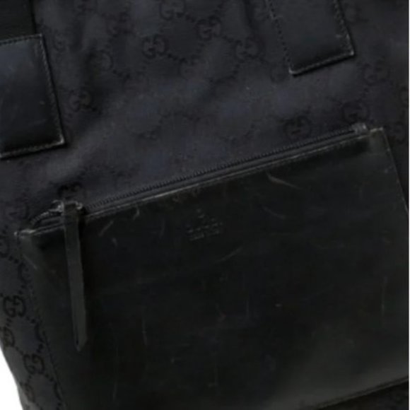 Gucci Monogram Gg Nylon Pocket Shopper Bla… - Picture 8 of 9